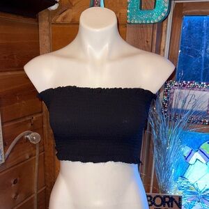 Black Strapless Smocked Women's Top TUBE TRUFFLE SOFT & SEXY